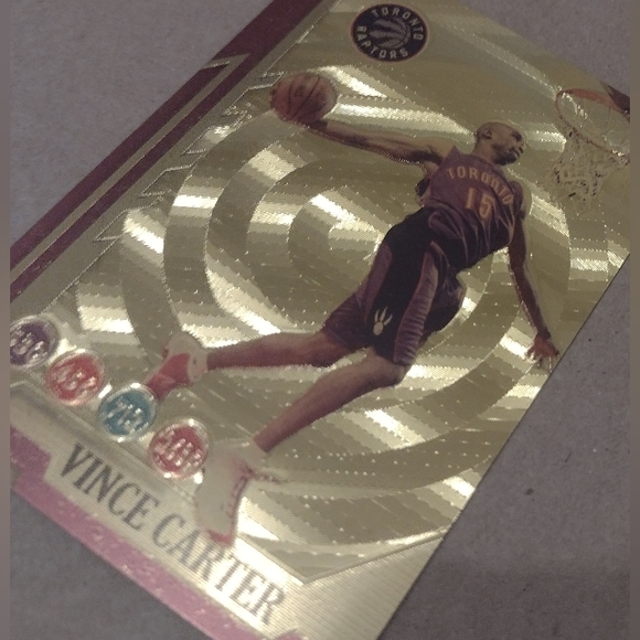 VINCE CARTER 24K GOLD COATED VINTAGE RAPTORS ALL-STARS BASKETBALL CARD WITH COA! - Picture 4 of 16